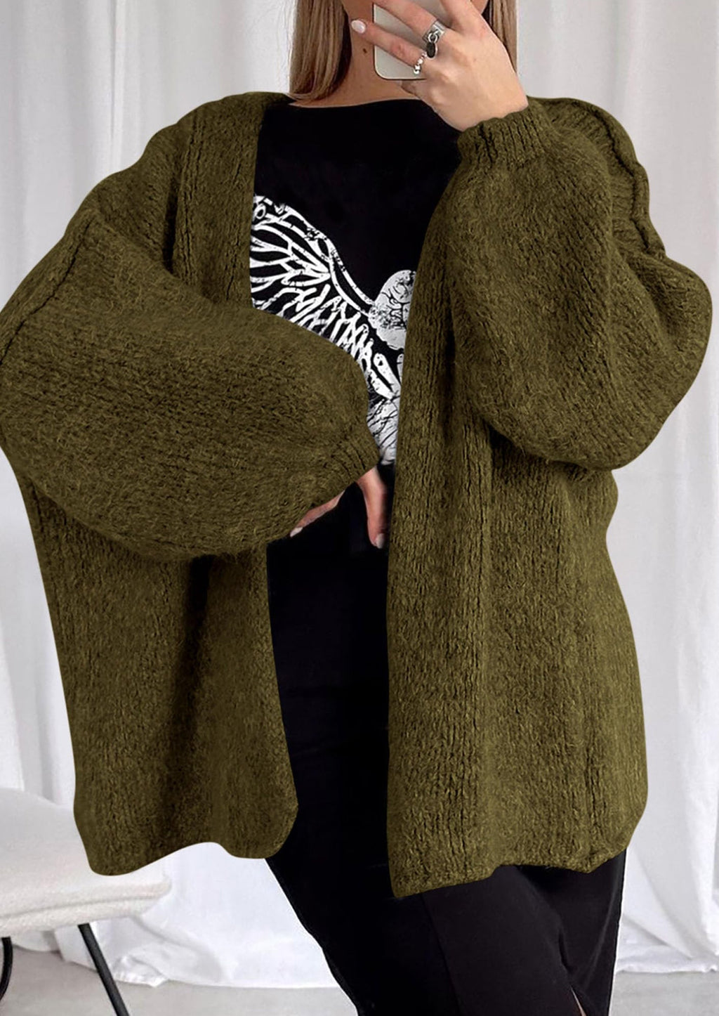 Womens Oversized Cardigan Sweaters Fall Long Lantern Sleeve Knit
