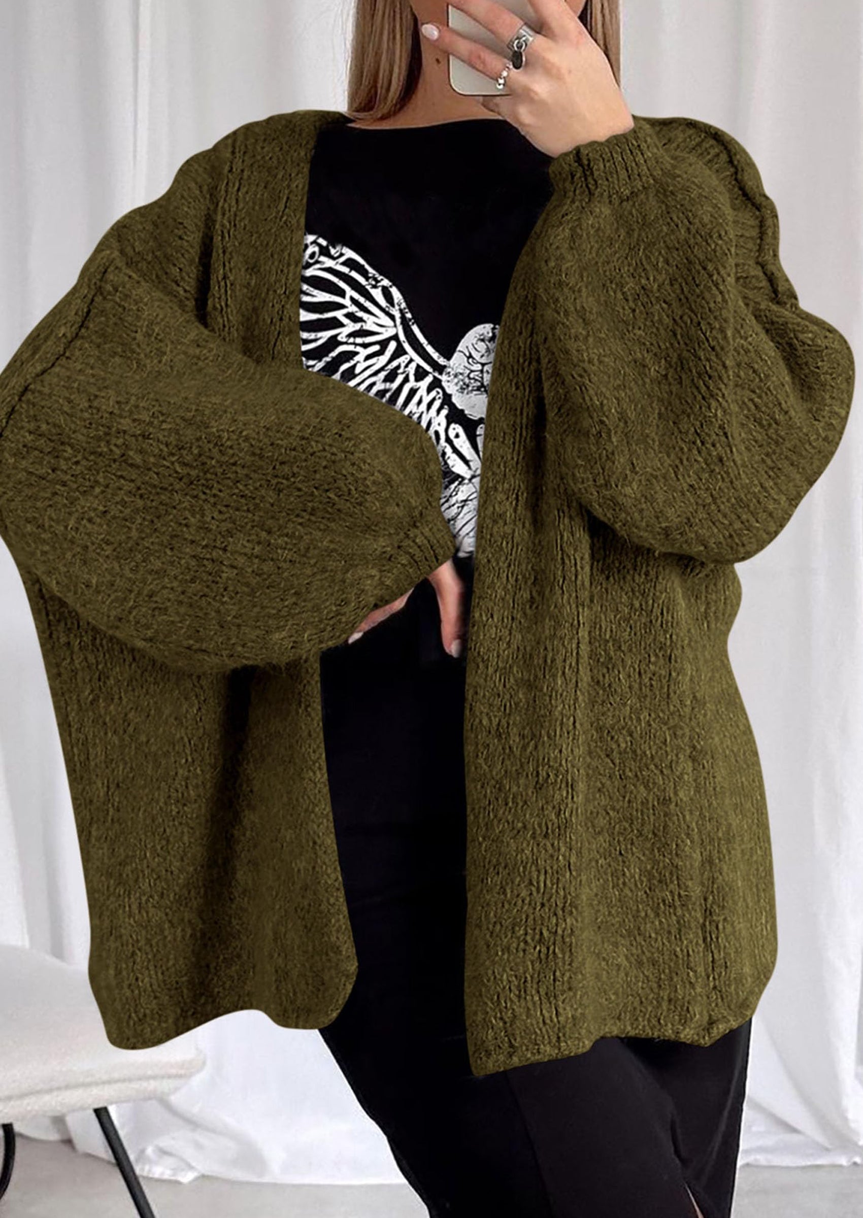 Womens Oversized Cardigan Sweaters Fall Long Lantern Sleeve Knit
