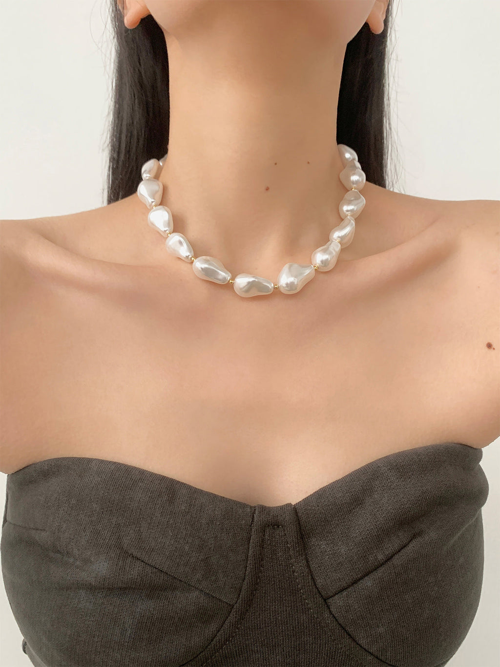 ATISSE LUMIÈRE – Collar de perlas orgánicas para mujer – Collar statement en marfil