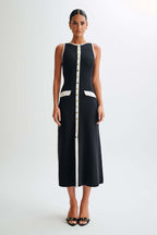 Gabriella | Sleeveless Ribbed Button-Down Maxi Dress