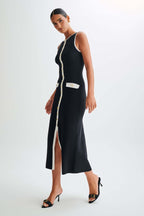 Gabriella | Sleeveless Ribbed Button-Down Maxi Dress
