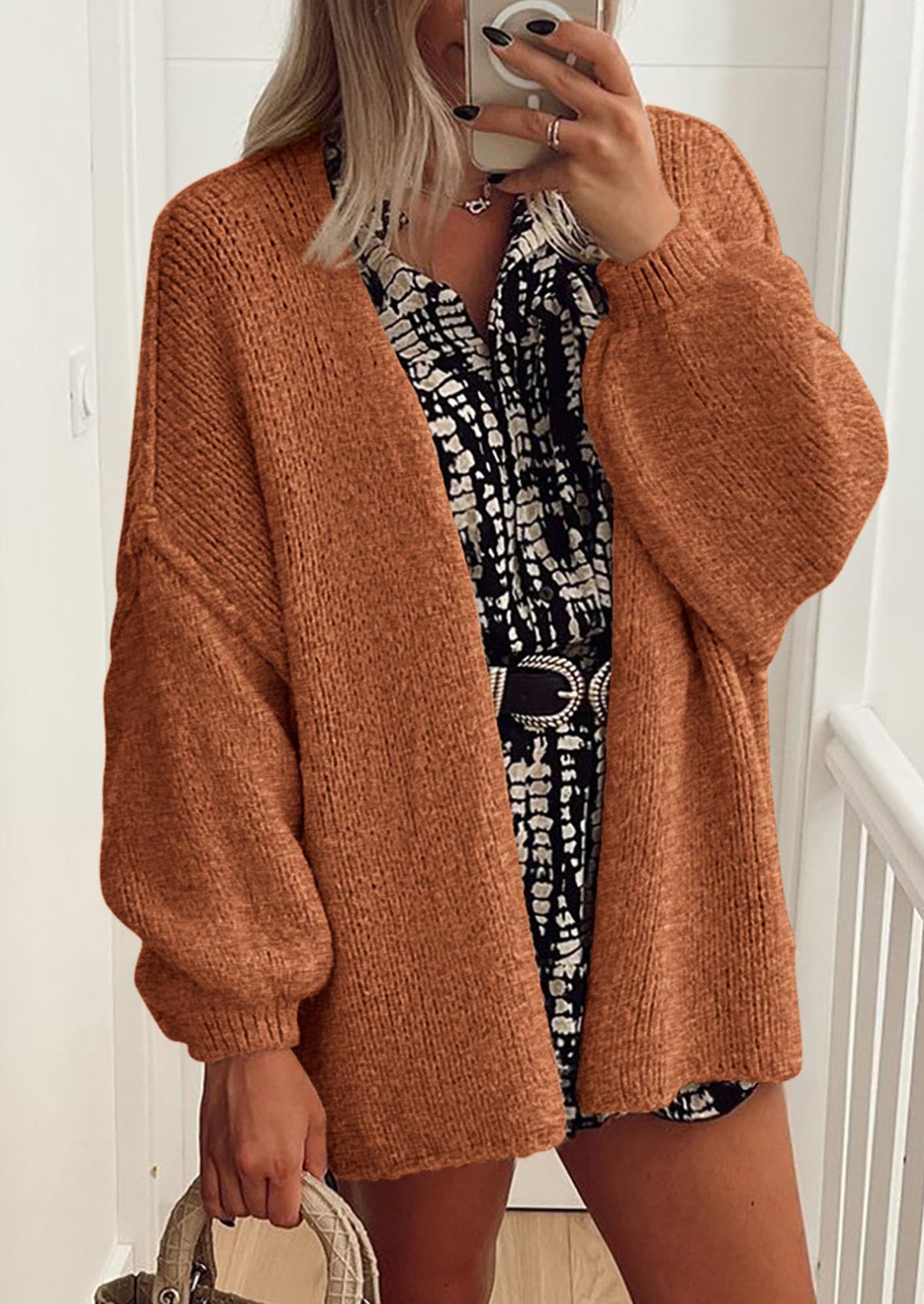 Womens Oversized Cardigan Sweaters Fall Long Lantern Sleeve Knit