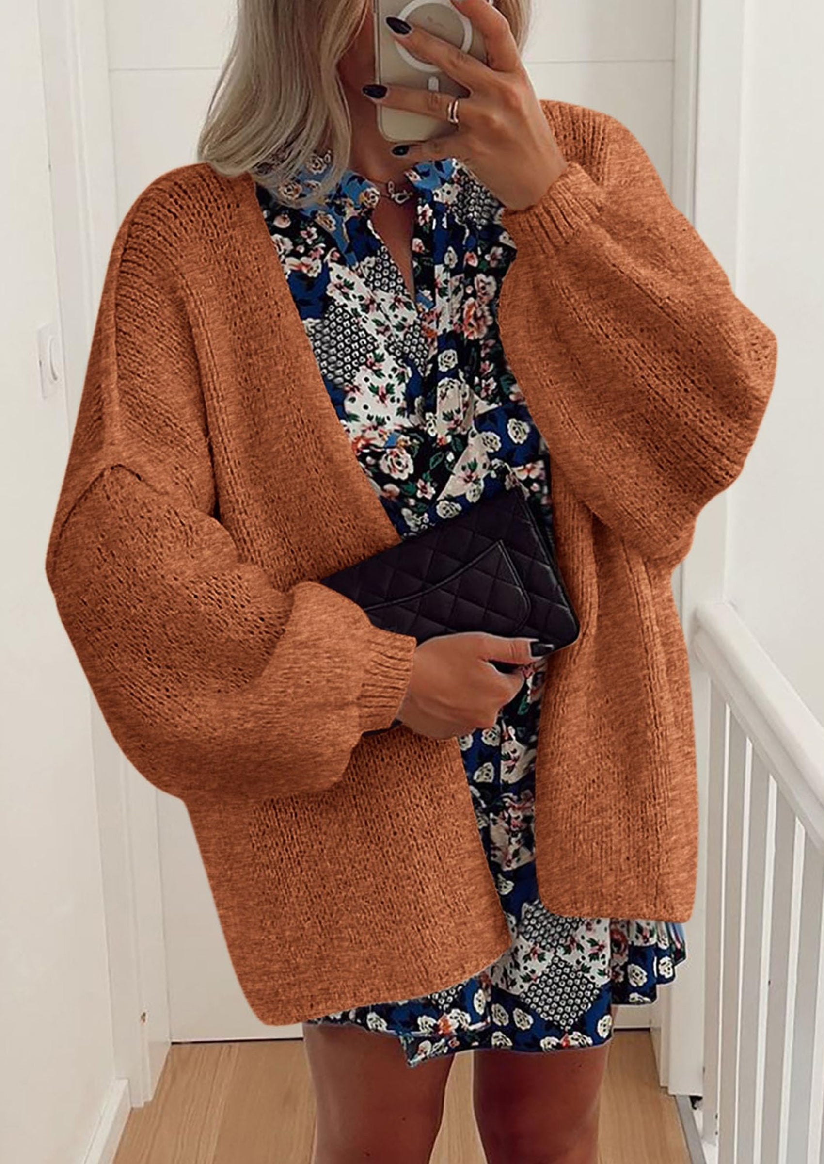 Womens Oversized Cardigan Sweaters Fall Long Lantern Sleeve Knit