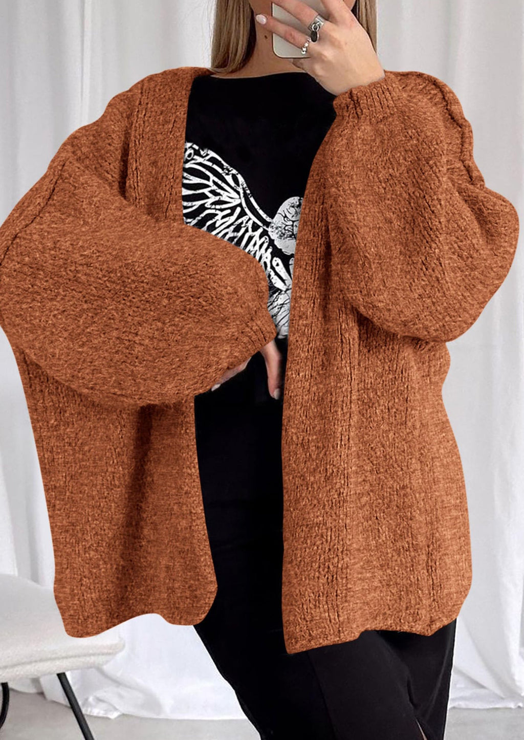 Womens Oversized Cardigan Sweaters Fall Long Lantern Sleeve Knit