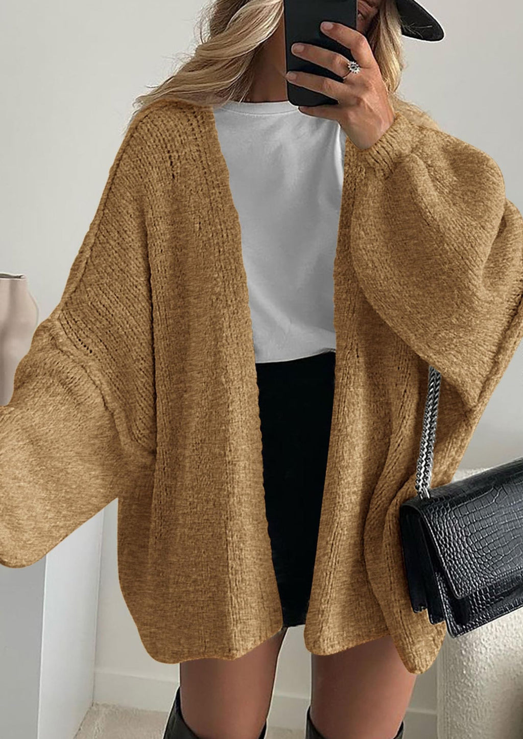 Womens Oversized Cardigan Sweaters Fall Long Lantern Sleeve Knit