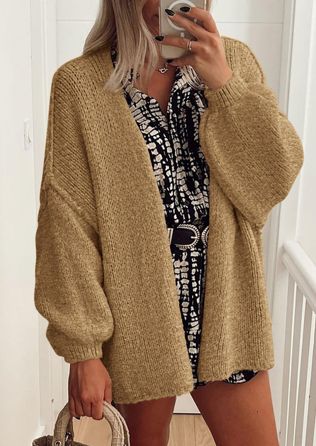 Womens Oversized Cardigan Sweaters Fall Long Lantern Sleeve Knit