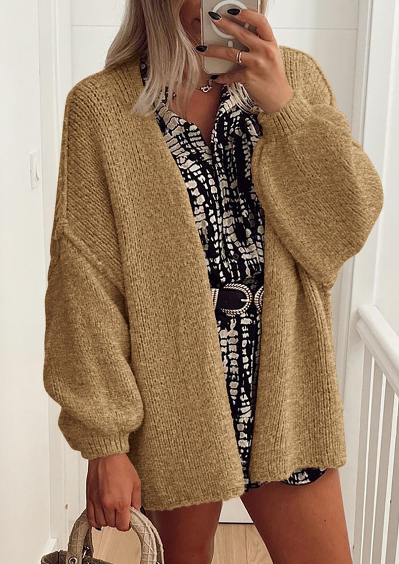 Womens Oversized Cardigan Sweaters Fall Long Lantern Sleeve Knit