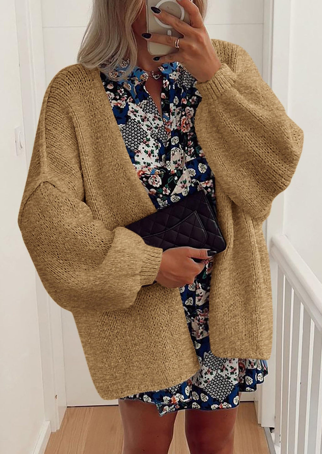 Womens Oversized Cardigan Sweaters Fall Long Lantern Sleeve Knit