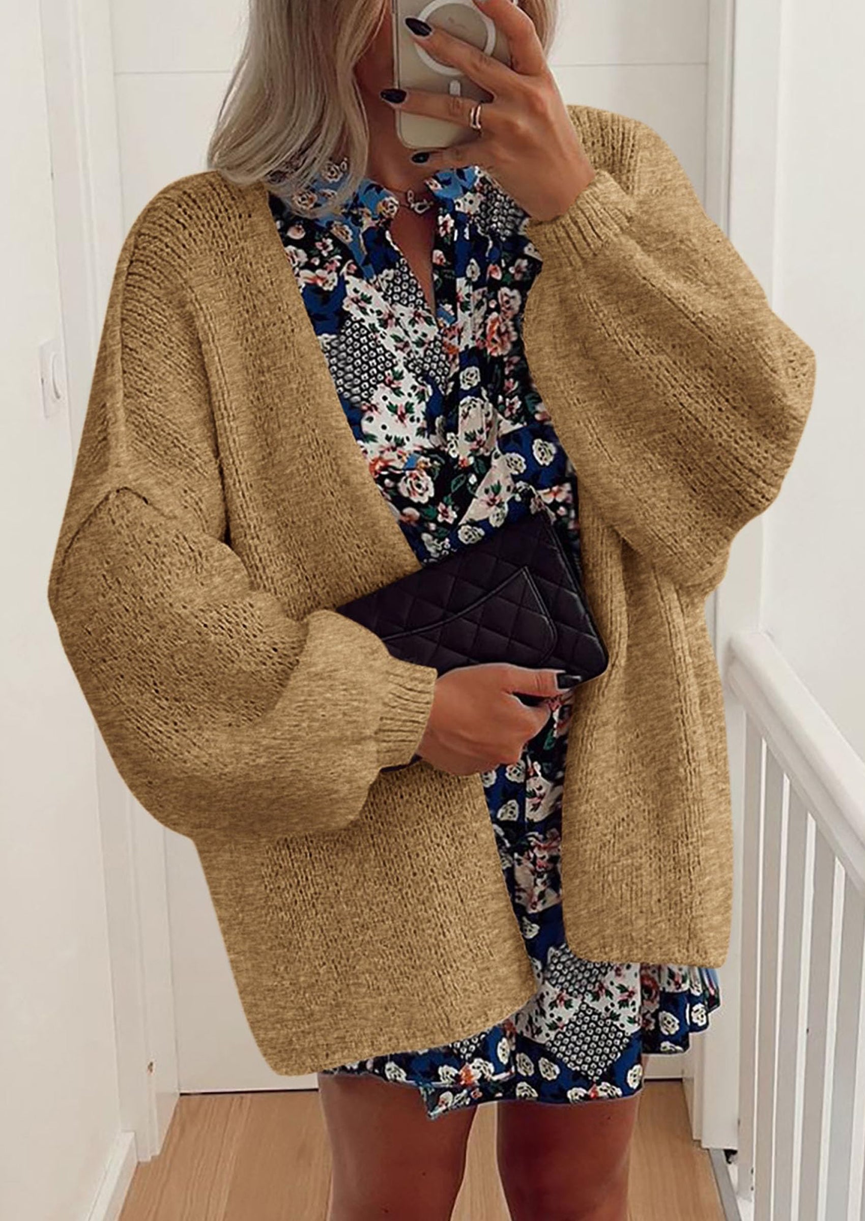 Womens Oversized Cardigan Sweaters Fall Long Lantern Sleeve Knit