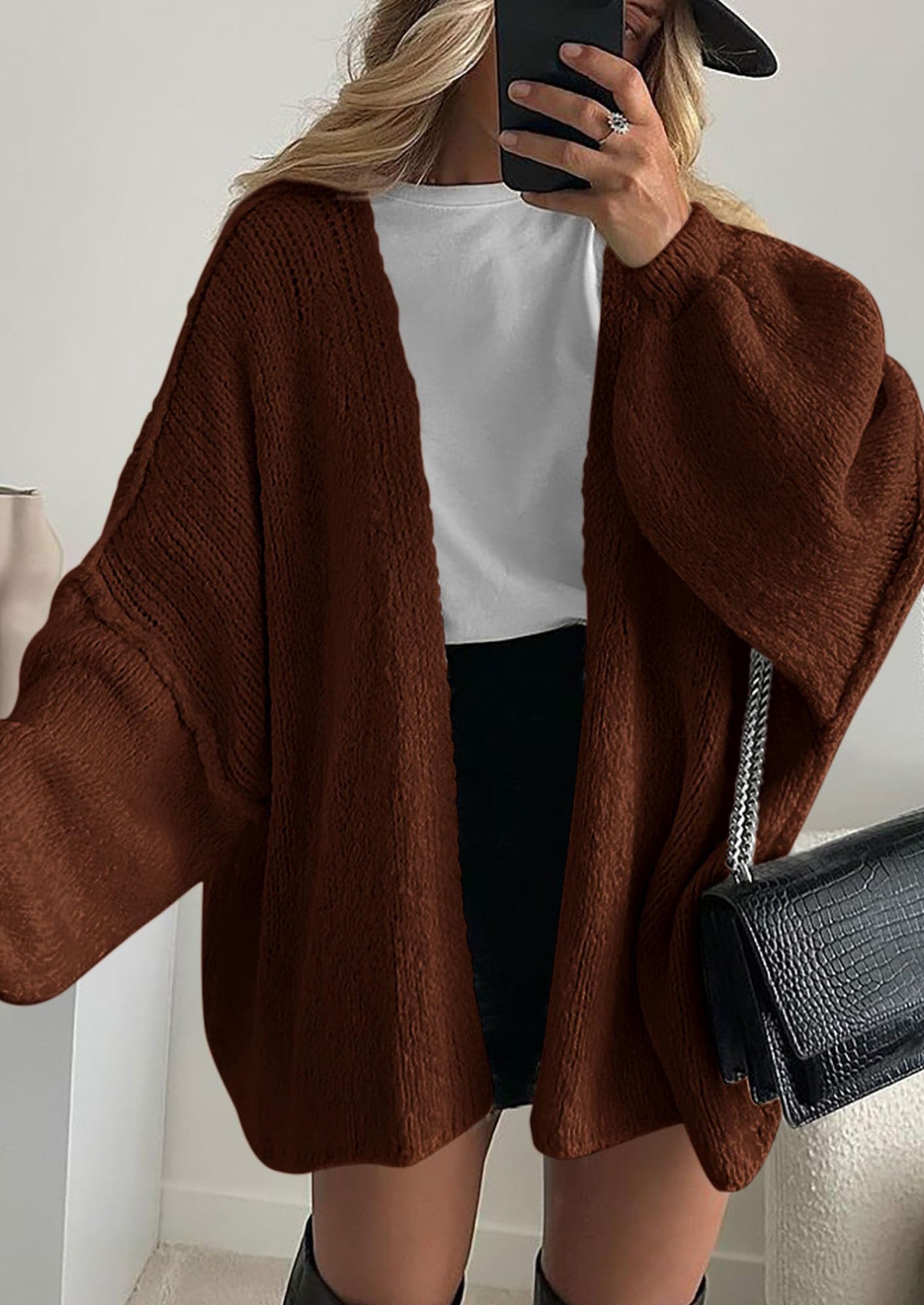 Womens Oversized Cardigan Sweaters Fall Long Lantern Sleeve Knit