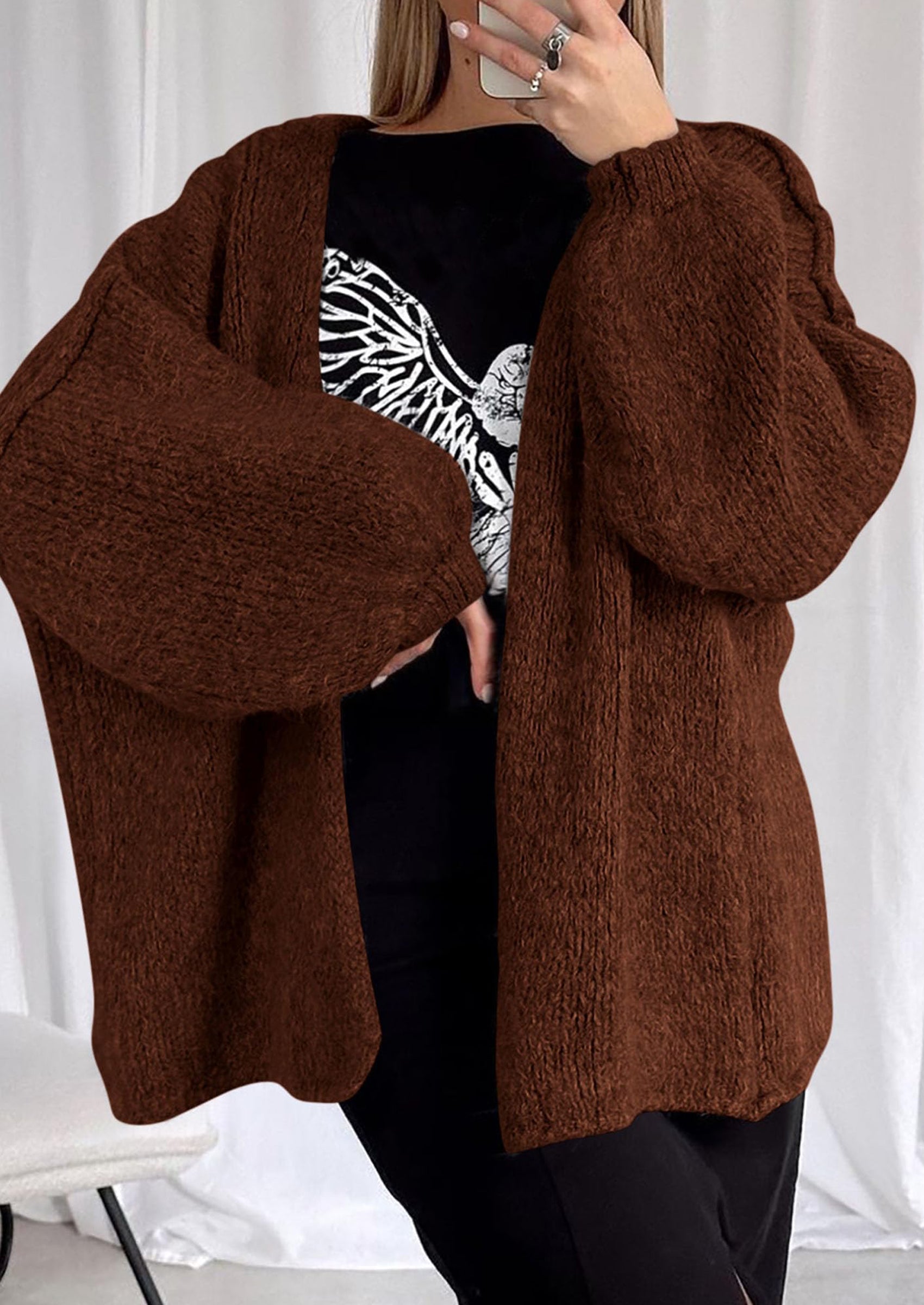 Womens Oversized Cardigan Sweaters Fall Long Lantern Sleeve Knit