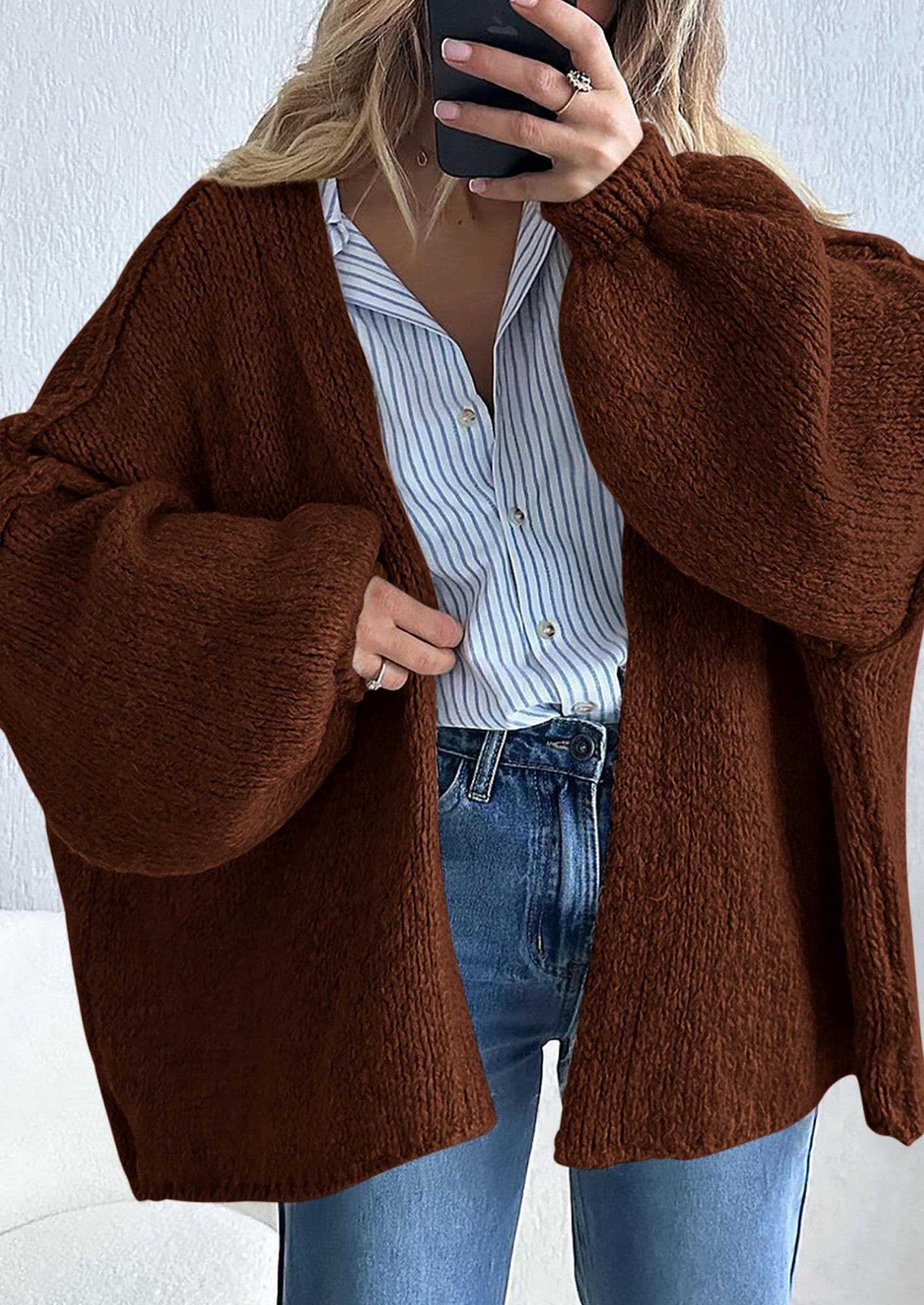 Womens Oversized Cardigan Sweaters Fall Long Lantern Sleeve Knit