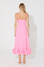 Adina | Soft Chiffon Ruffle Hem Midi Dress