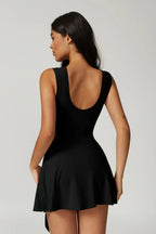 Chloe | High-Neck Tie-Front Wrap Mini Dress