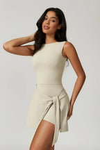 Chloe | High-Neck Tie-Front Wrap Mini Dress