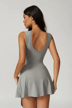 Chloe | High-Neck Tie-Front Wrap Mini Dress