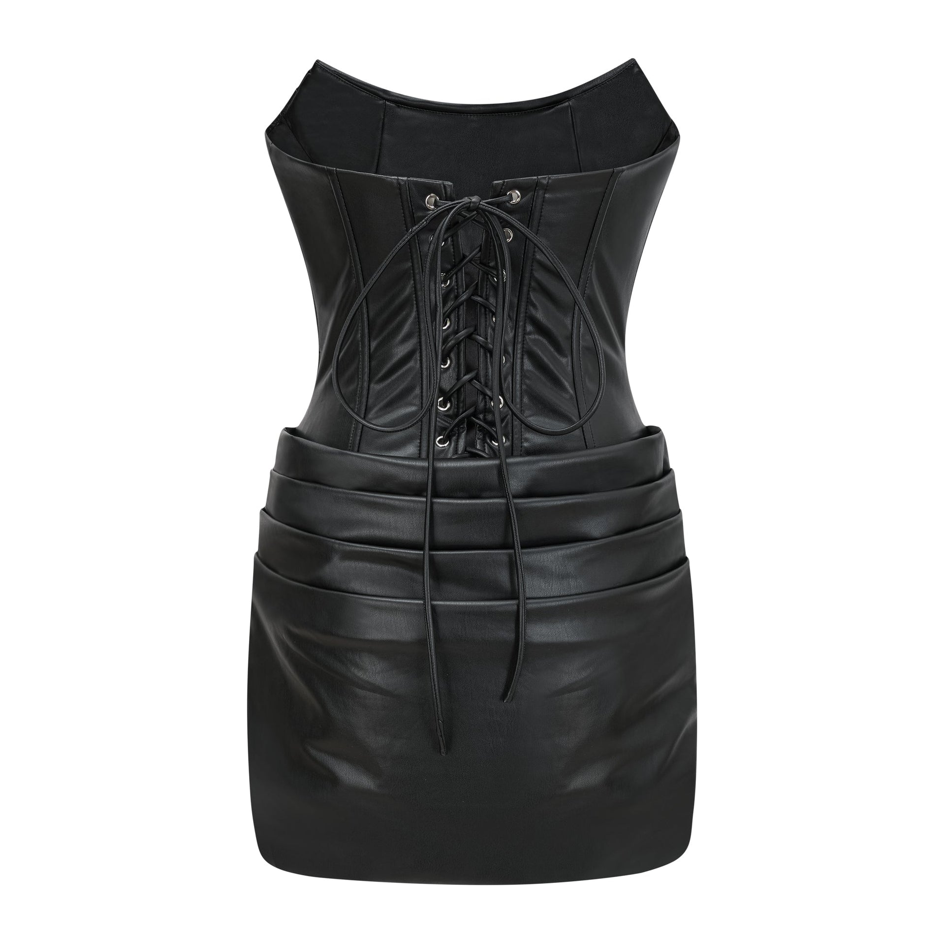 Agnes | Textured Faux Leather Off-the-Shoulder Mini Dress