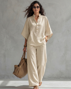 Elena | Conjunto Mujer de Algodón y Lino Amarillo