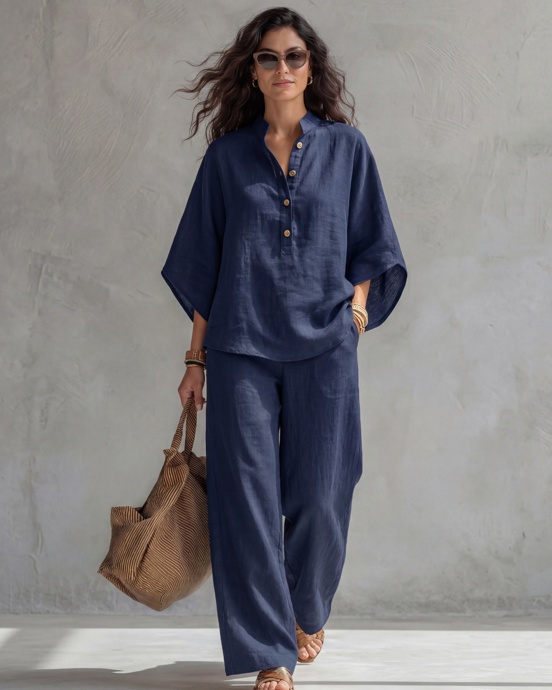 Elena | Conjunto Mujer de Algodón y Lino Amarillo