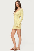 Maré | Breezy Open-Knit Long-Sleeve Crochet Mini Dress