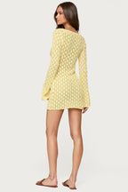 Maré | Breezy Open-Knit Long-Sleeve Crochet Mini Dress