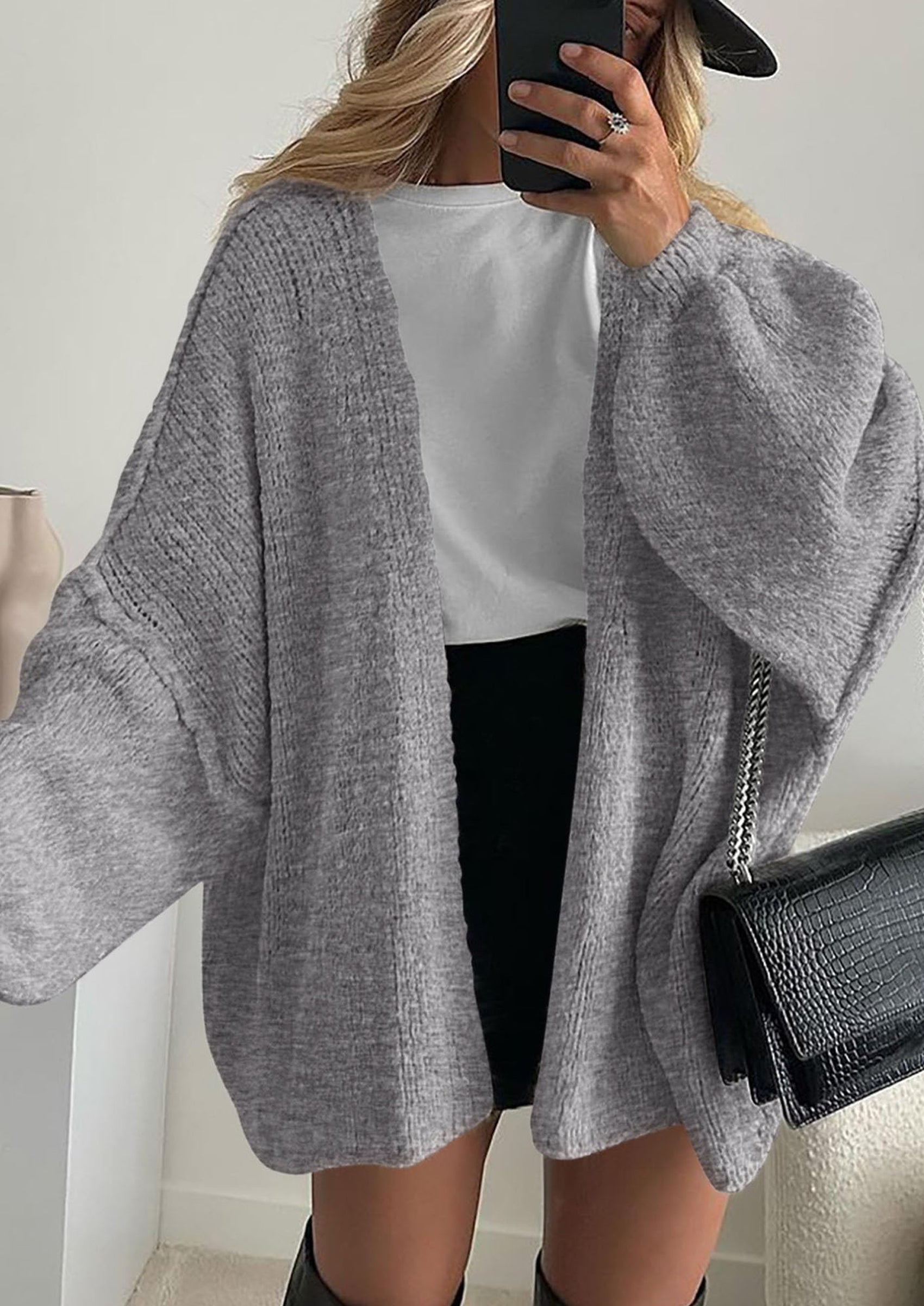 Womens Oversized Cardigan Sweaters Fall Long Lantern Sleeve Knit