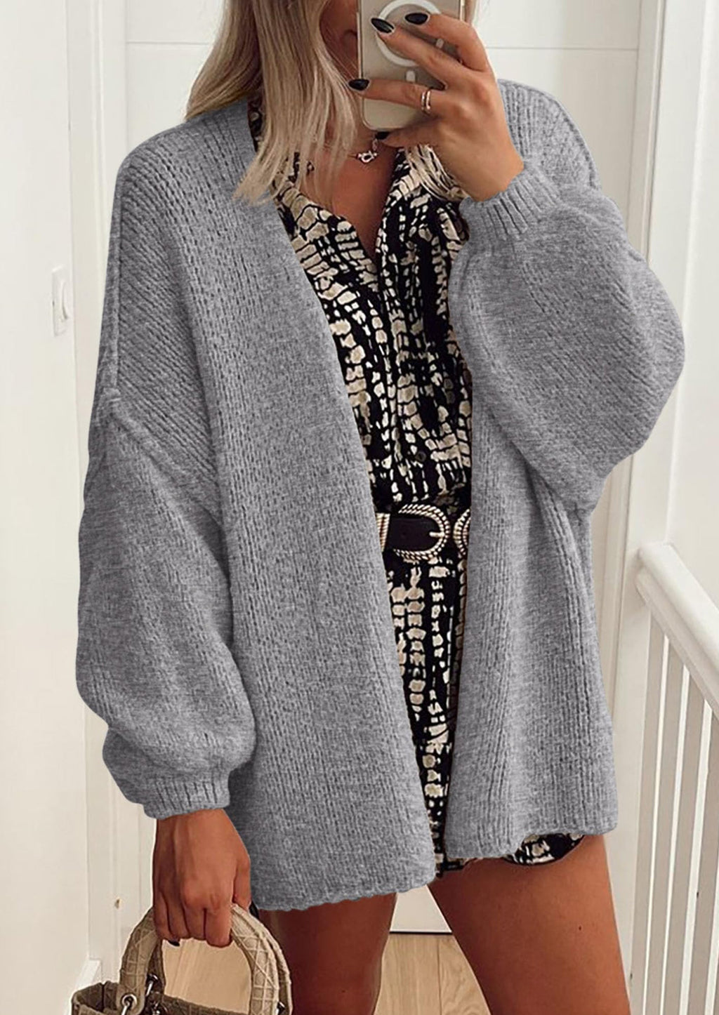 Womens Oversized Cardigan Sweaters Fall Long Lantern Sleeve Knit