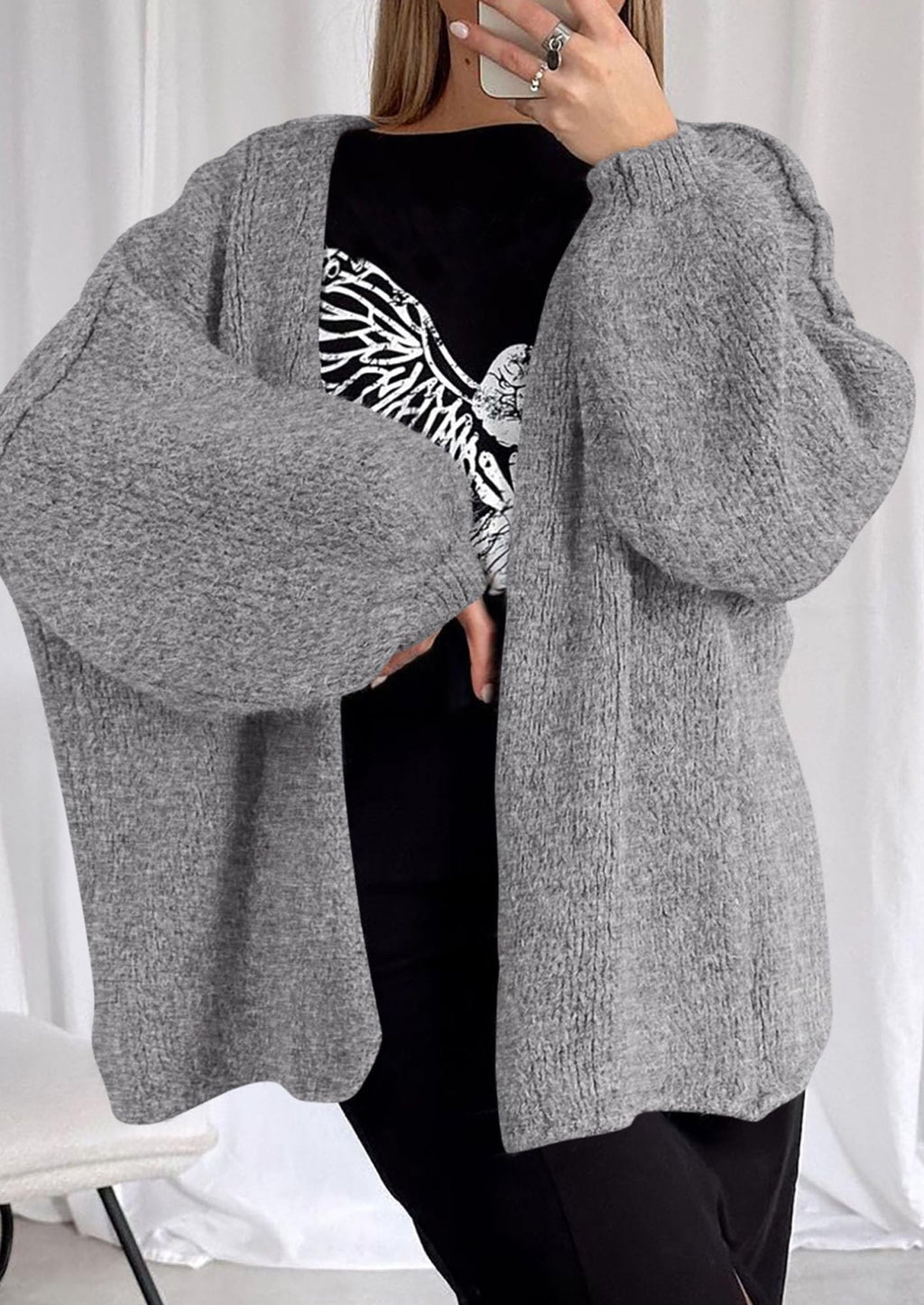 Womens Oversized Cardigan Sweaters Fall Long Lantern Sleeve Knit
