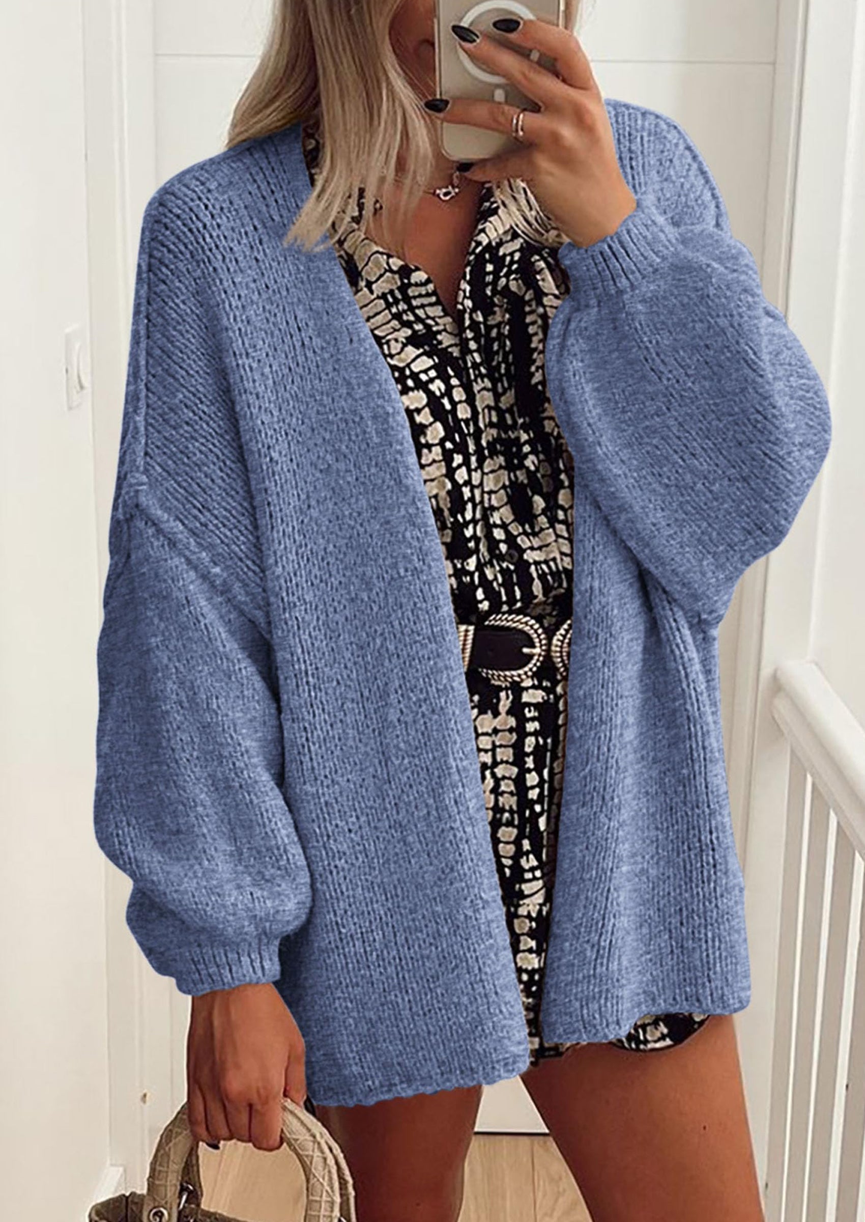 Womens Oversized Cardigan Sweaters Fall Long Lantern Sleeve Knit