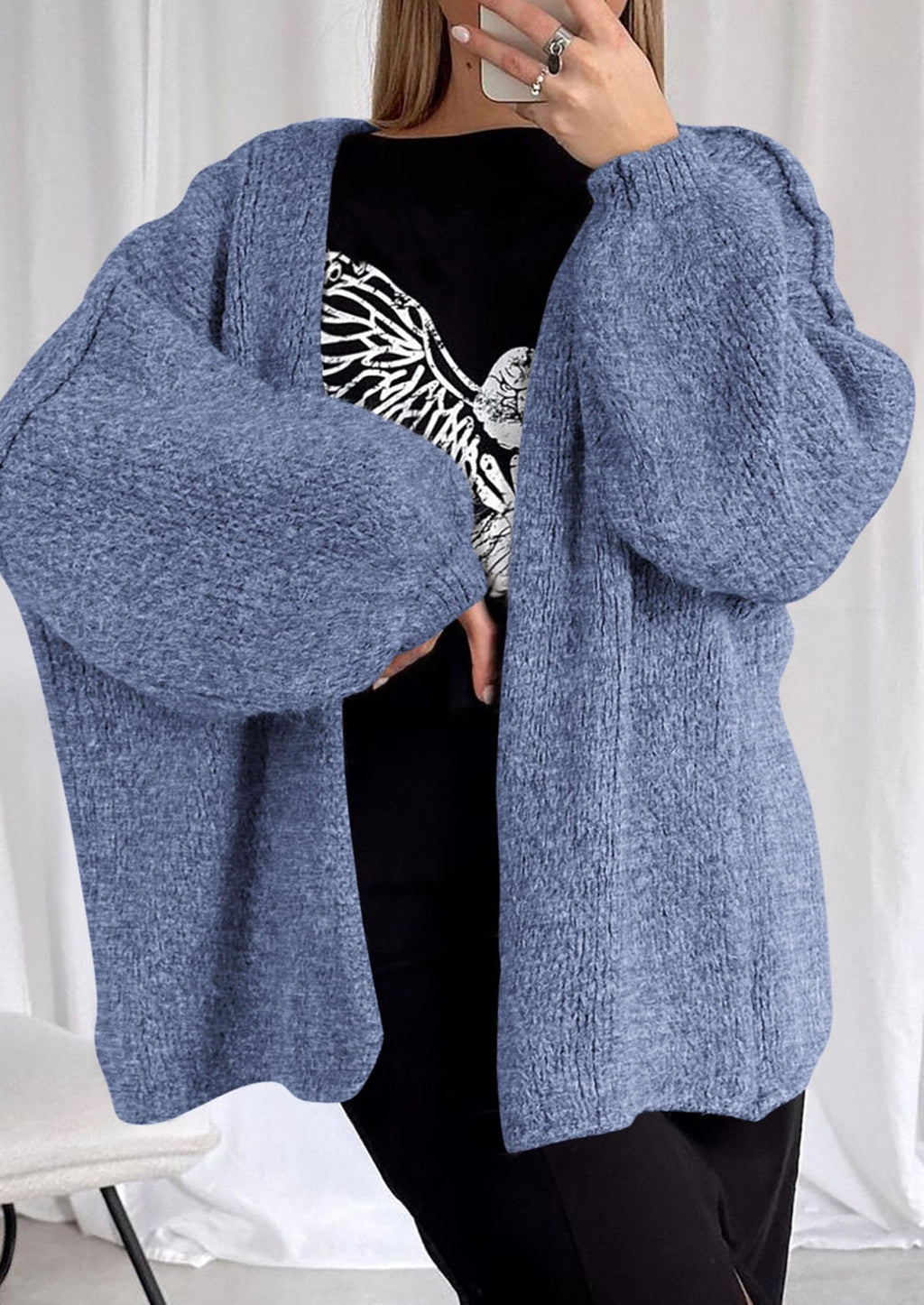 Womens Oversized Cardigan Sweaters Fall Long Lantern Sleeve Knit