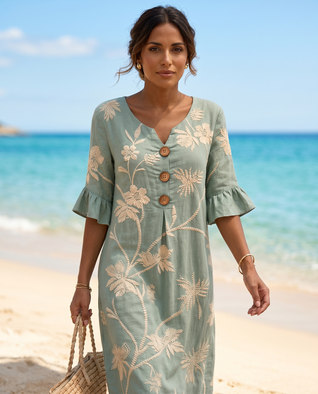 Vestido informal de mujer con estampado floral.