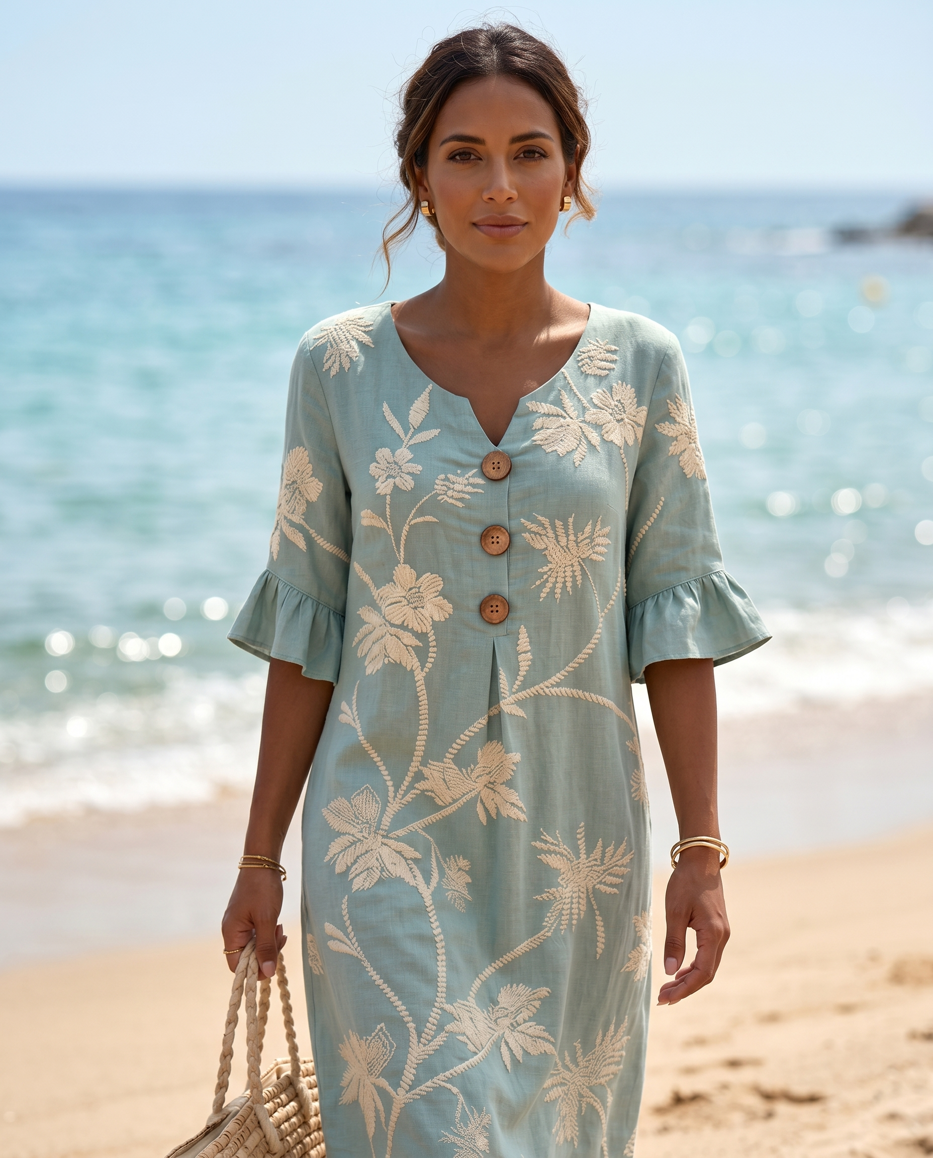 Vestido informal de mujer con estampado floral.