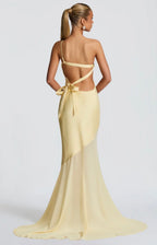 Feline | Bias-Cut Fluid Layered Skirt Sculpted Maxi Dress