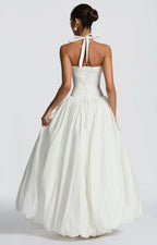 Rosalee | Sculpted Bodice Halter Maxi Dress with Side Split