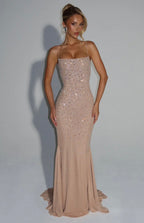 Luminara | Shimmering Refined Opulence Sculpted Maxi Dress