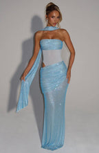 Estelle | Strapless Draped Panel Ruched Maxi Dress