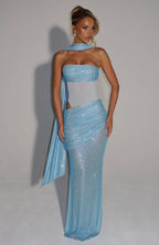 Estelle | Strapless Draped Panel Ruched Maxi Dress
