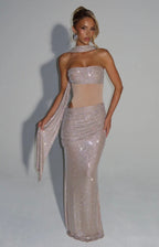 Estelle | Strapless Draped Panel Ruched Maxi Dress