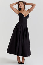 Nyssa | Full Pleated Romantic Silhouette Boned Corset Midi Dress