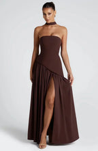 Donna | Asymmetrical Strapless Sculpted Maxi Dress