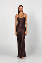 Euredice | Into Love Halter Maxi Dress  High-Shine Satin Bridesmaid Gown