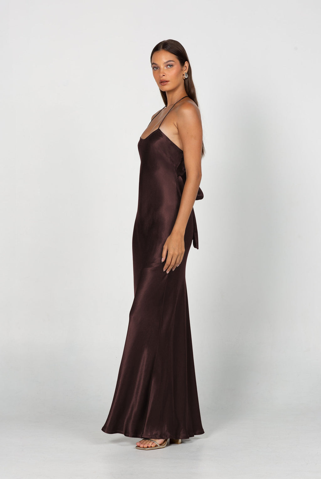 Euredice | Into Love Halter Maxi Dress  High-Shine Satin Bridesmaid Gown