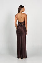 Euredice | Into Love Halter Maxi Dress  High-Shine Satin Bridesmaid Gown