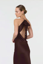 Euredice | Into Love Halter Maxi Dress  High-Shine Satin Bridesmaid Gown