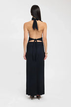 Ophelia | Open Back Ruched Plunging Maxi Dress