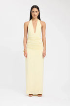 Ophelia | Open Back Ruched Plunging Maxi Dress