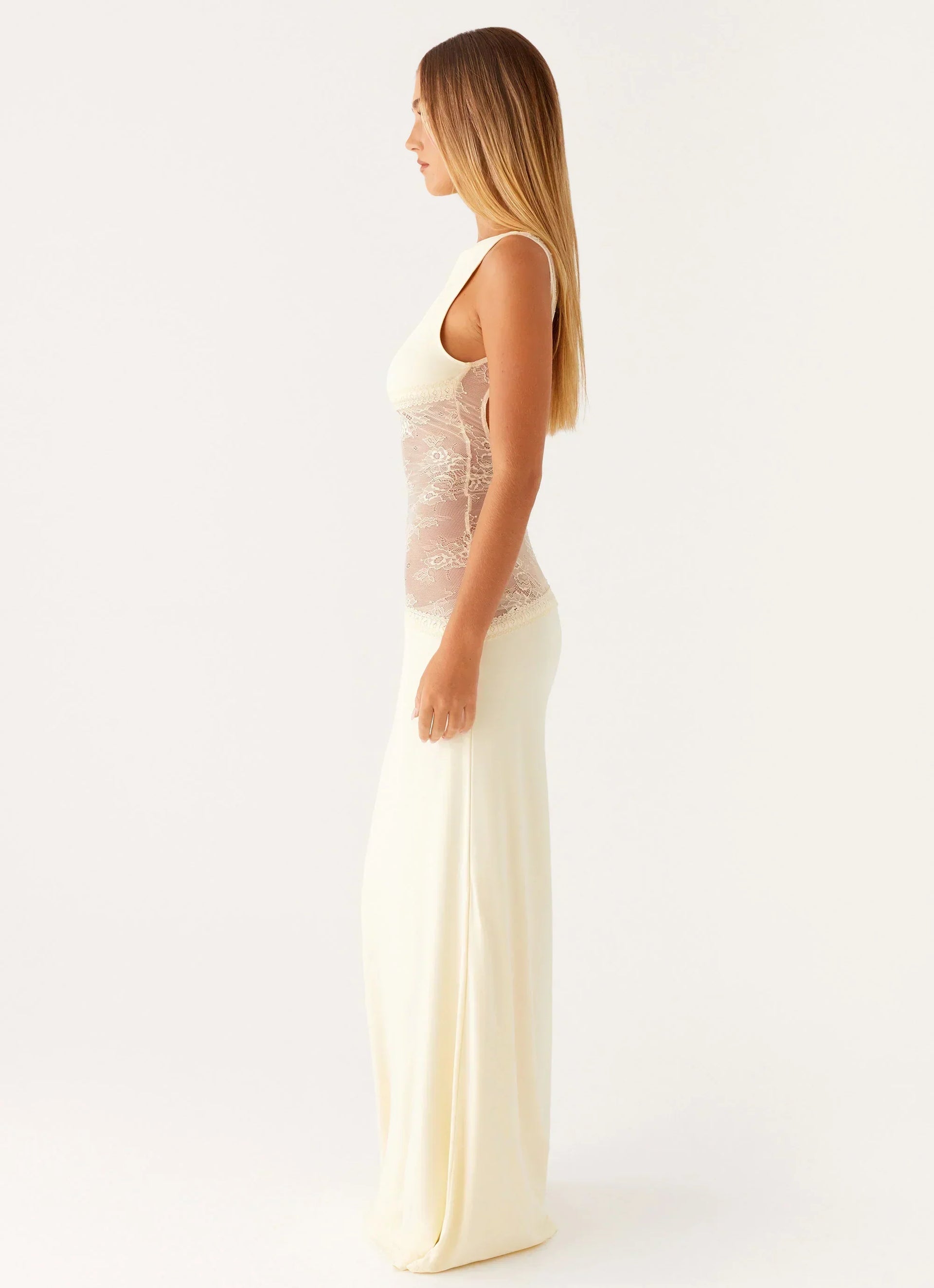 Lucinda | Open Back Lace Panel Maxi Dress