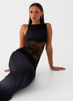 Lucinda | Open Back Lace Panel Maxi Dress