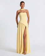 Aveline | Strapless Maxi Dress Thigh-High Split