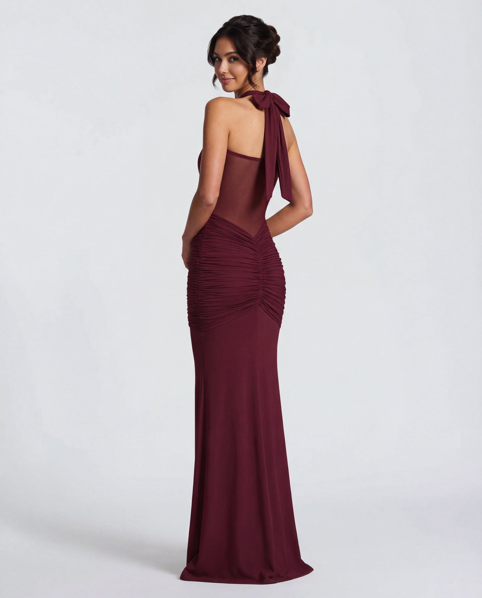 Rosabella |  Radiant Yellow Halter Neck Ruched Maxi Dress